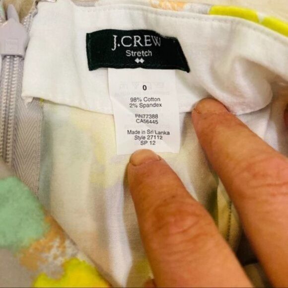 J. Crew style 27112 Stretch gray yellow Watercolor Sateen Mini Skirt size 0 - Picture 7 of 8